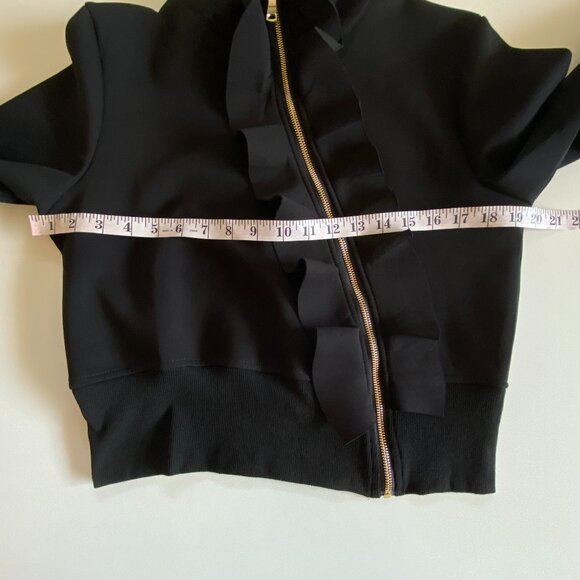 Vivid New York Asymmetric Zipper Cropped Sweater Sz M - Picture 8 of 11